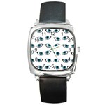 Blue eyes pattern Square Metal Watch Front