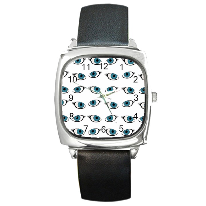 Blue eyes pattern Square Metal Watch