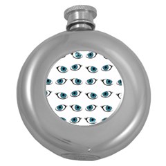 Blue Eyes Pattern Round Hip Flask (5 Oz) by Valentinaart