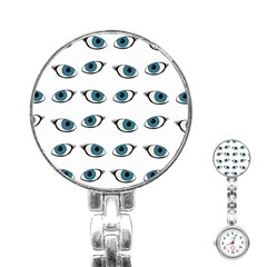 Blue Eyes Pattern Stainless Steel Nurses Watch