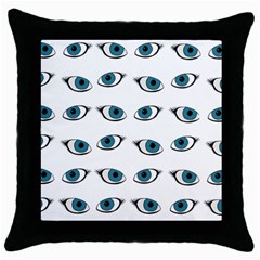 Blue Eyes Pattern Throw Pillow Case (black) by Valentinaart