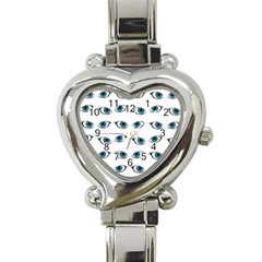 Blue Eyes Pattern Heart Italian Charm Watch by Valentinaart