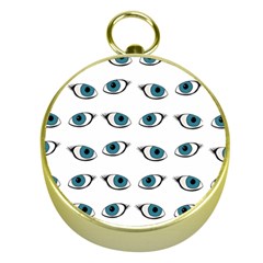 Blue Eyes Pattern Gold Compasses by Valentinaart