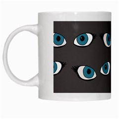 Blue Eyes Pattern White Mugs by Valentinaart