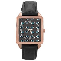 Blue Eyes Pattern Rose Gold Leather Watch  by Valentinaart