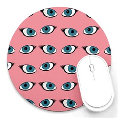 Blue Eyes Pattern Round Mousepads by Valentinaart