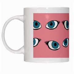 Blue Eyes Pattern White Mugs by Valentinaart