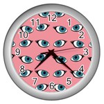 Blue eyes pattern Wall Clock (Silver) Front