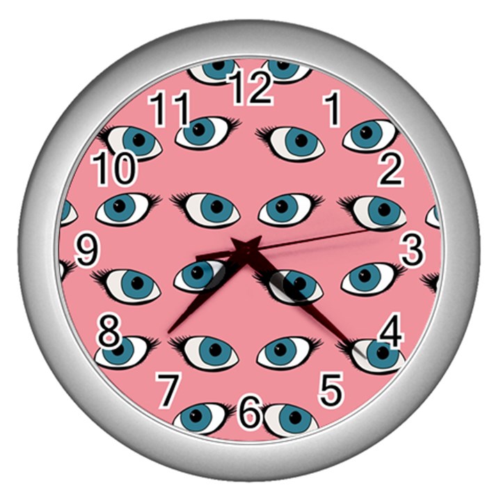 Blue eyes pattern Wall Clock (Silver)