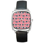 Blue eyes pattern Square Metal Watch Front