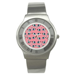 Blue Eyes Pattern Stainless Steel Watch by Valentinaart