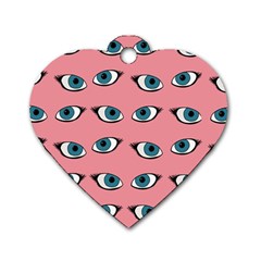 Blue Eyes Pattern Dog Tag Heart (one Side) by Valentinaart