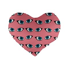 Blue Eyes Pattern Standard 16  Premium Heart Shape Cushions by Valentinaart