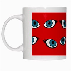 Blue Eyes Pattern White Mugs by Valentinaart