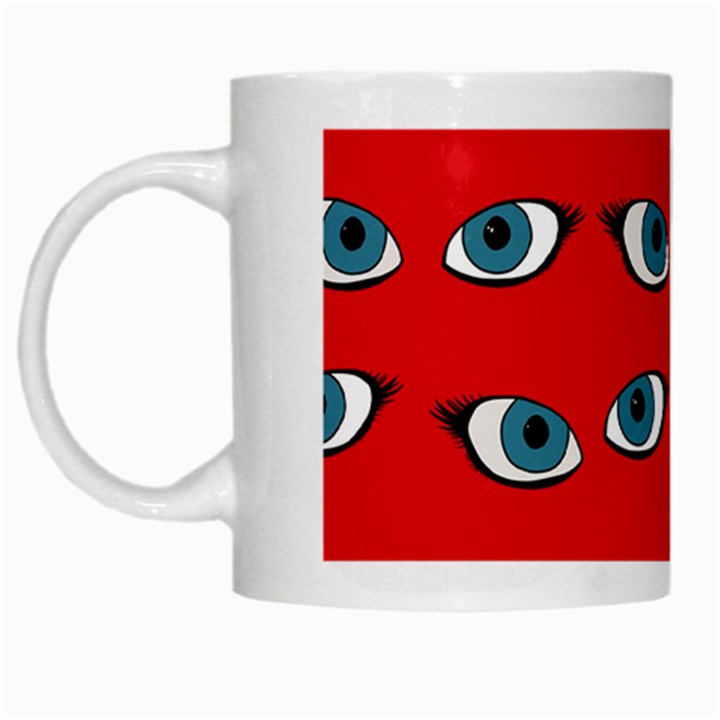 Blue eyes pattern White Mugs