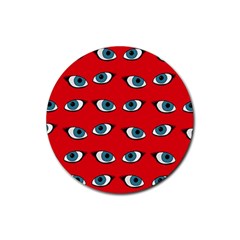 Blue Eyes Pattern Rubber Round Coaster (4 Pack)  by Valentinaart