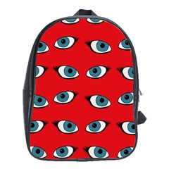 Blue Eyes Pattern School Bag (xl) by Valentinaart