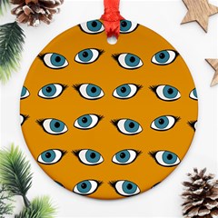 Blue Eyes Pattern Round Ornament (two Sides) by Valentinaart