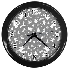 Christmas Pattern Wall Clock (black) by Valentinaart