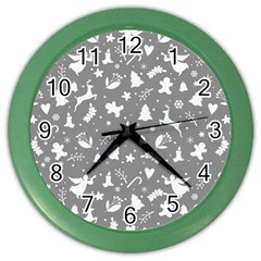 Christmas Pattern Color Wall Clock by Valentinaart