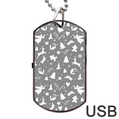 Christmas Pattern Dog Tag Usb Flash (one Side) by Valentinaart