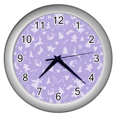 Christmas Pattern Wall Clock (silver) by Valentinaart