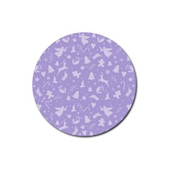 Christmas Pattern Rubber Coaster (round)  by Valentinaart