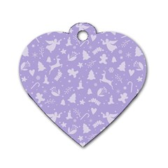 Christmas Pattern Dog Tag Heart (two Sides) by Valentinaart