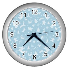 Christmas Pattern Wall Clock (silver) by Valentinaart