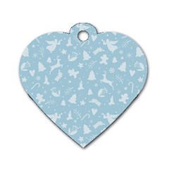 Christmas Pattern Dog Tag Heart (two Sides) by Valentinaart