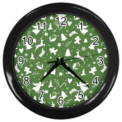 Christmas Pattern Wall Clock (black) by Valentinaart