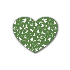 Christmas Pattern Rubber Coaster (heart)  by Valentinaart