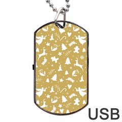 Christmas Pattern Dog Tag Usb Flash (two Sides) by Valentinaart