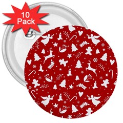 Christmas Pattern 3  Buttons (10 Pack)  by Valentinaart