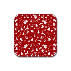 Christmas Pattern Rubber Coaster (square)  by Valentinaart