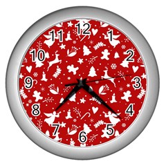 Christmas Pattern Wall Clock (silver) by Valentinaart