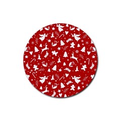 Christmas Pattern Rubber Round Coaster (4 Pack)  by Valentinaart