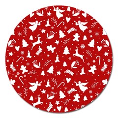 Christmas Pattern Magnet 5  (round) by Valentinaart