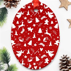 Christmas Pattern Oval Ornament (two Sides) by Valentinaart