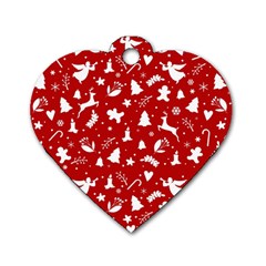 Christmas Pattern Dog Tag Heart (one Side) by Valentinaart