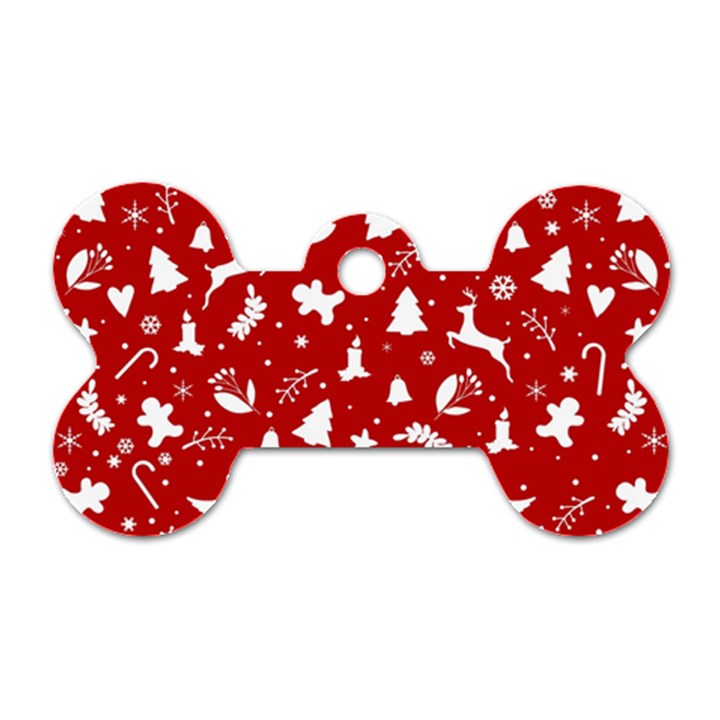 Christmas pattern Dog Tag Bone (One Side)