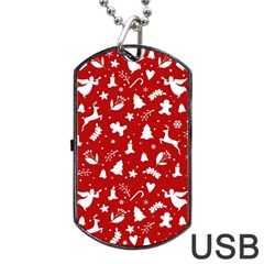 Christmas Pattern Dog Tag Usb Flash (one Side)