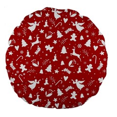 Christmas Pattern Large 18  Premium Flano Round Cushions by Valentinaart