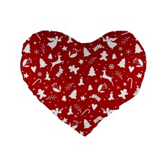 Christmas Pattern Standard 16  Premium Flano Heart Shape Cushions by Valentinaart