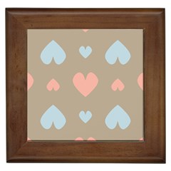 Hearts Heart Love Romantic Brown Framed Tiles by Sapixe