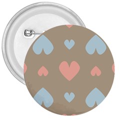 Hearts Heart Love Romantic Brown 3  Buttons by Sapixe