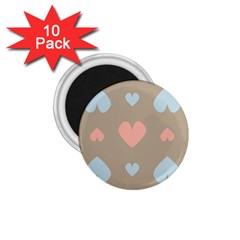 Hearts Heart Love Romantic Brown 1 75  Magnets (10 Pack)  by Sapixe