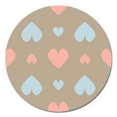 Hearts Heart Love Romantic Brown Magnet 5  (round) by Sapixe