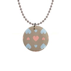 Hearts Heart Love Romantic Brown 1  Button Necklace by Sapixe