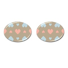 Hearts Heart Love Romantic Brown Cufflinks (oval) by Sapixe